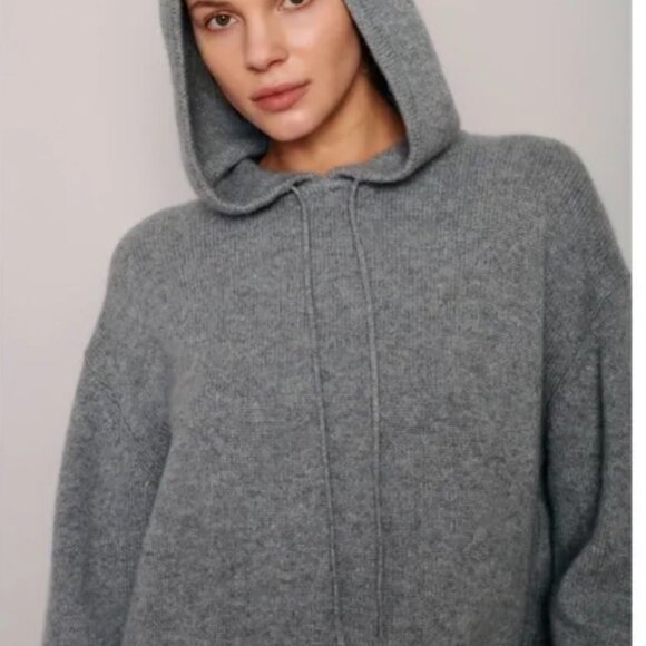 John Patrick Organic Noel 100% Cashmere Hoodie in Grey Melange - Women's XS - Picture 8 of 9